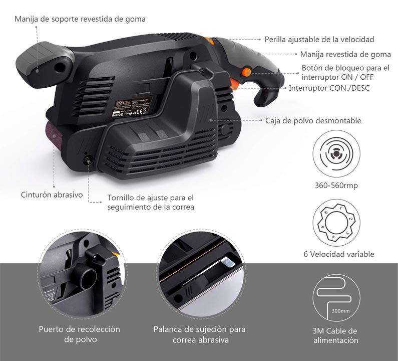 caracteristicas lijadora de banda